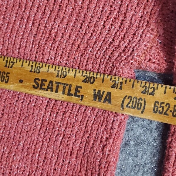 American Eagle Red Jegging Sweater Size Small Relaxed Fit Chunky Knit 1/4 Button - Picture 9 of 11